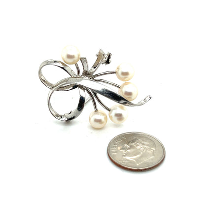 Mikimoto Estate Akoya Pearl Brooch Pin Sterling Silver 6.5 mm M300