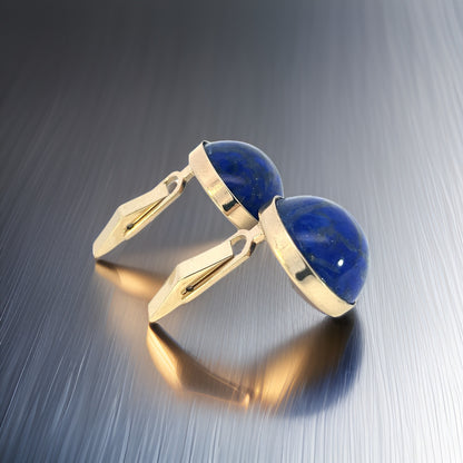 Natural Lapis Lazuli Cufflinks 14k Y Gold 40 CTW Certified $3,450 311039 - Certified Fine Jewelry