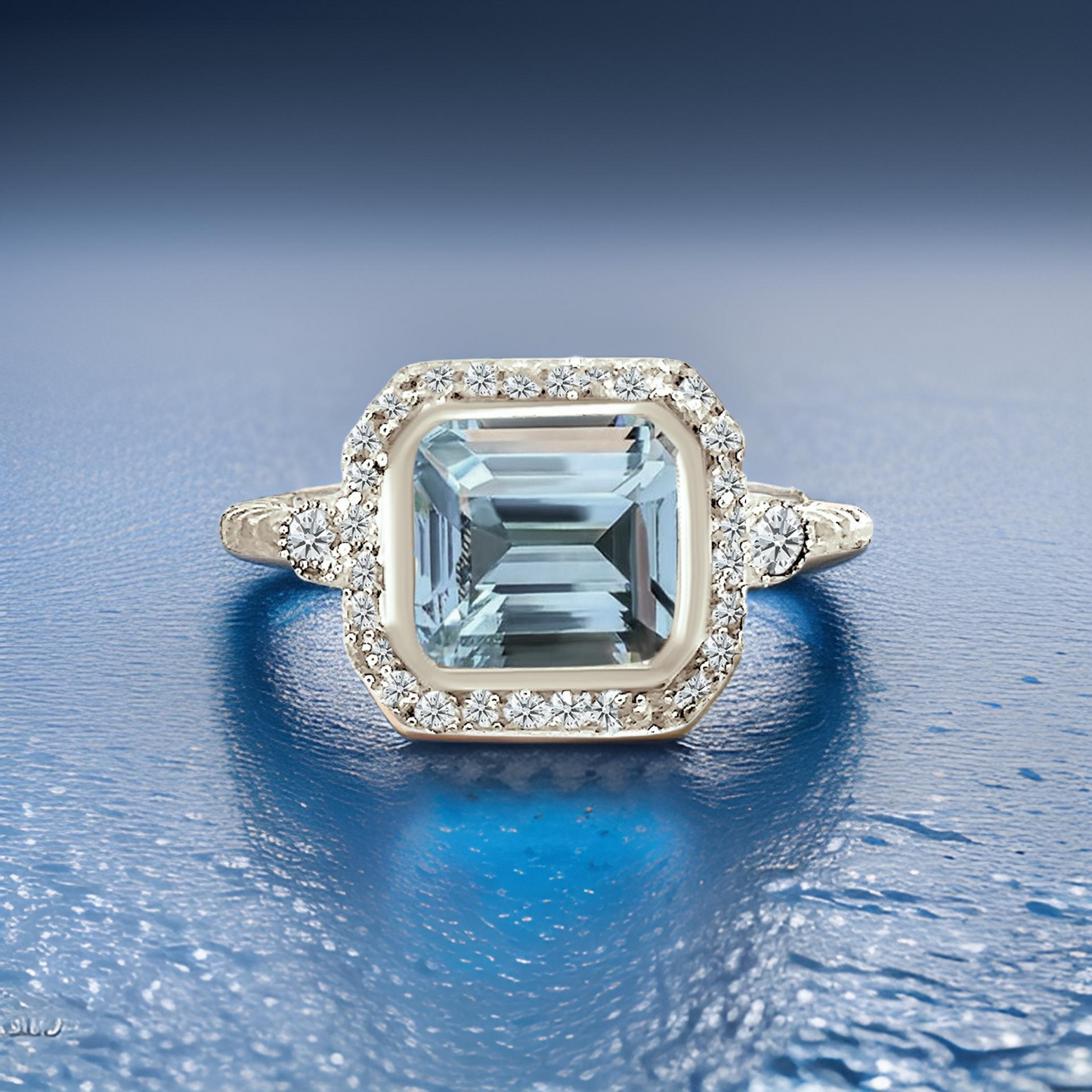 Natural Aquamarine Diamond Ring 6.5 14k White Gold 3.05 TCW Certified $3,950 310652