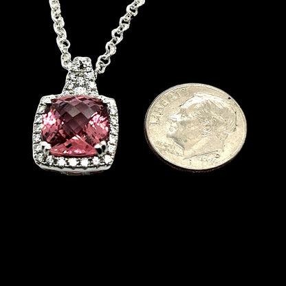 Diamond Rubellite Tourmaline Necklace 5.47 CT 18k Gold Certified $5,590 921150