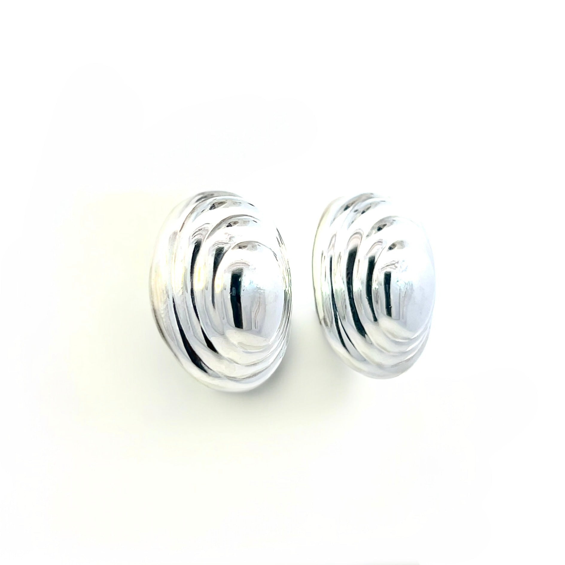 Tiffany & Co Estate XL Puffed Clip-on Earrings Sterling Silver TIF738