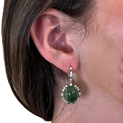 Garnet Tsavorite & Diamond Earrings 14k WG 22.44 TCW Certified $6,950 311038