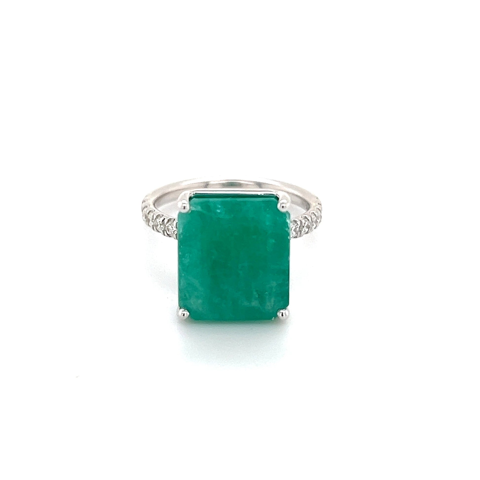 Natural Emerald Diamond Ring Size 6.5 14k White Gold 8.27 TCW Certified $4,950 310998