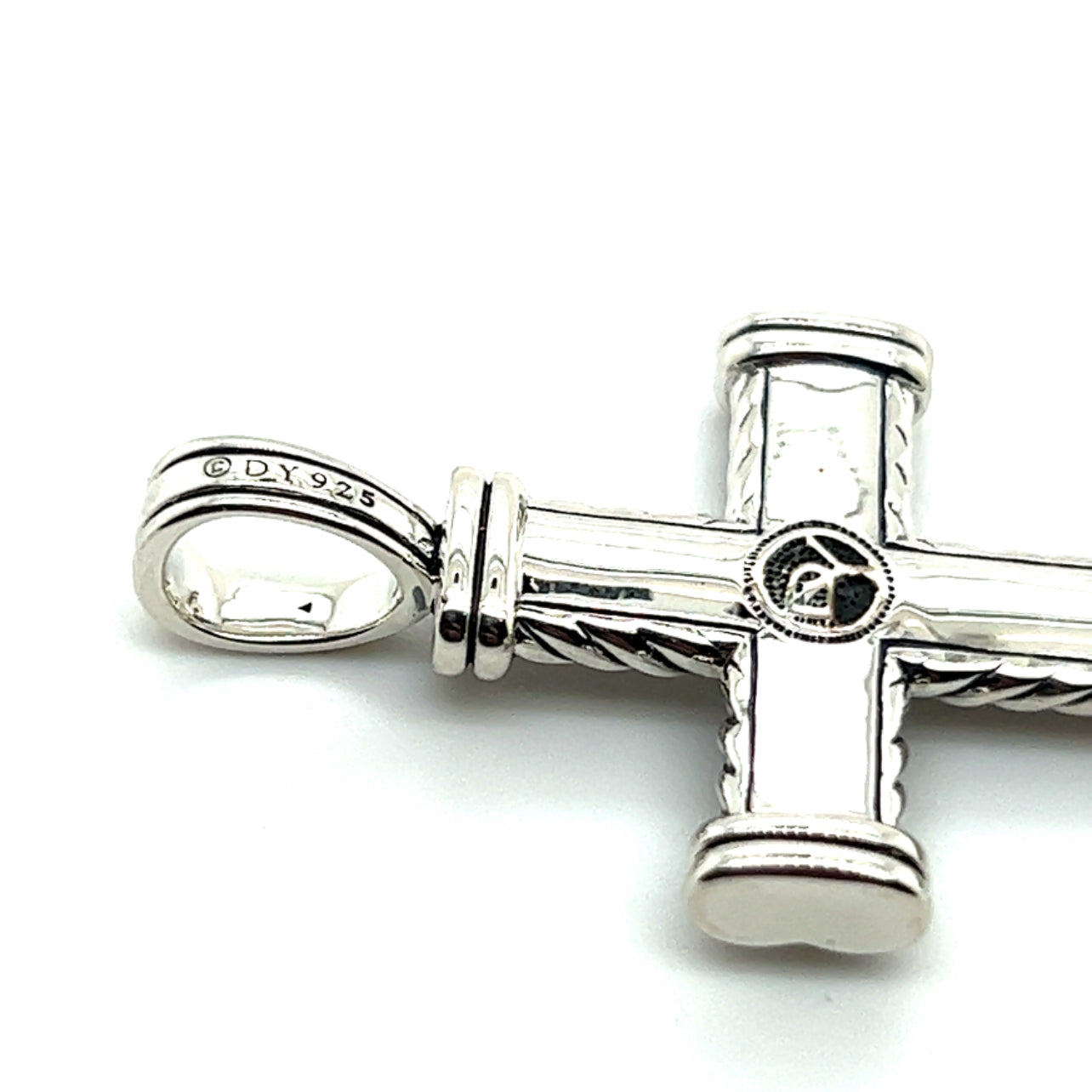 David Yurman Authentic Estate Chevron Silver Cross Pendant DY488