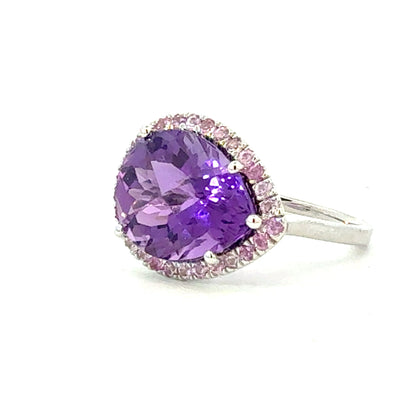 Natural Amethyst Sapphire Ring Size 6.5 14k Gold 9.89 TCW Certified $4,950 601174