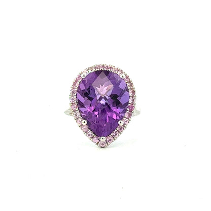 Natural Amethyst Sapphire Ring Size 6.5 14k Gold 10.07 TCW Certified $4,950 601177