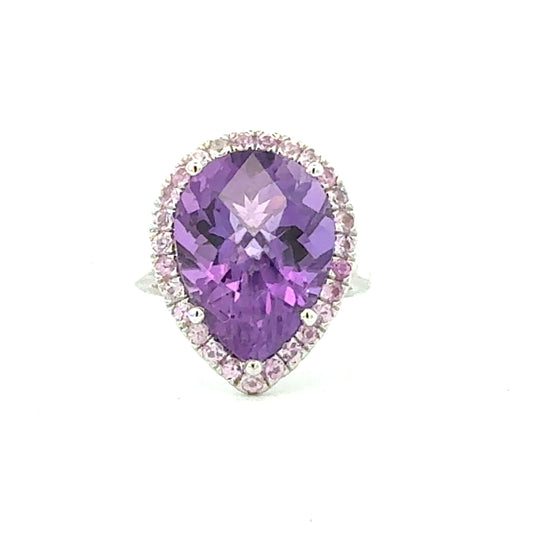 Natural Amethyst Sapphire Ring Size 6.5 14k Gold 10.07 TCW Certified $4,950 601177