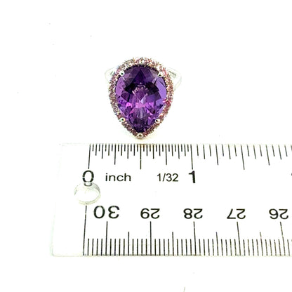 Natural Amethyst Sapphire Ring Size 6.5 14k Gold 10.07 TCW Certified $4,950 601177