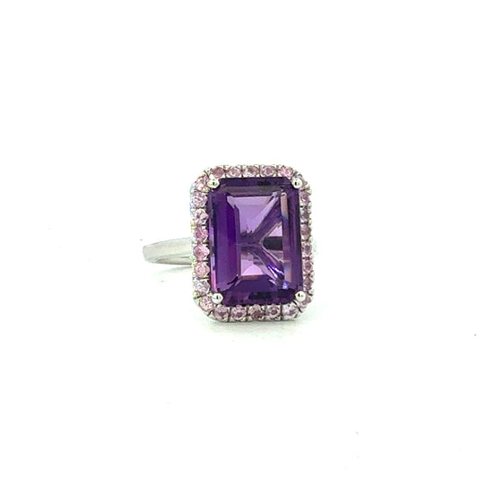 Natural Amethyst Sapphire Ring Size 6.5 14k Gold 6.6 TCW Certified $4,950 601176