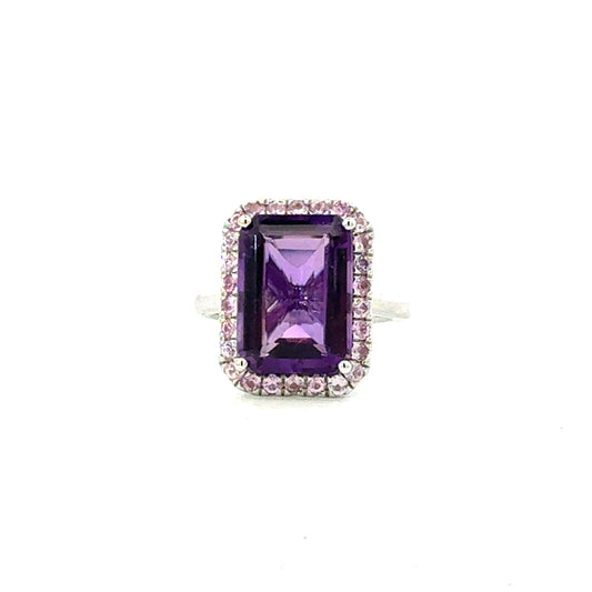 Natural Amethyst Sapphire Ring Size 6.5 14k Gold 6.6 TCW Certified $4,950 601178