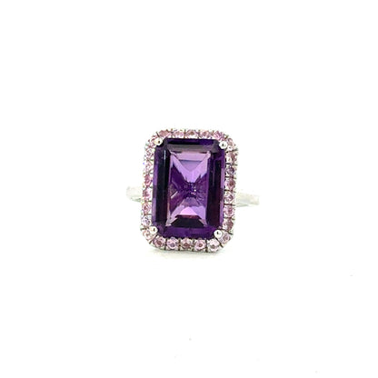Natural Amethyst Sapphire Ring Size 6.5 14k Gold 6.6 TCW Certified $4,950 601176