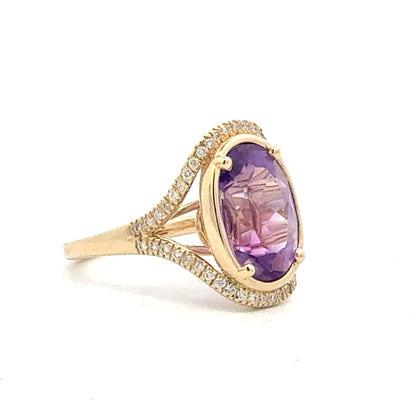 Natural Amethyst Diamond Ring Size 7 14k Gold 6.17 TCW Certified $4,950 601180