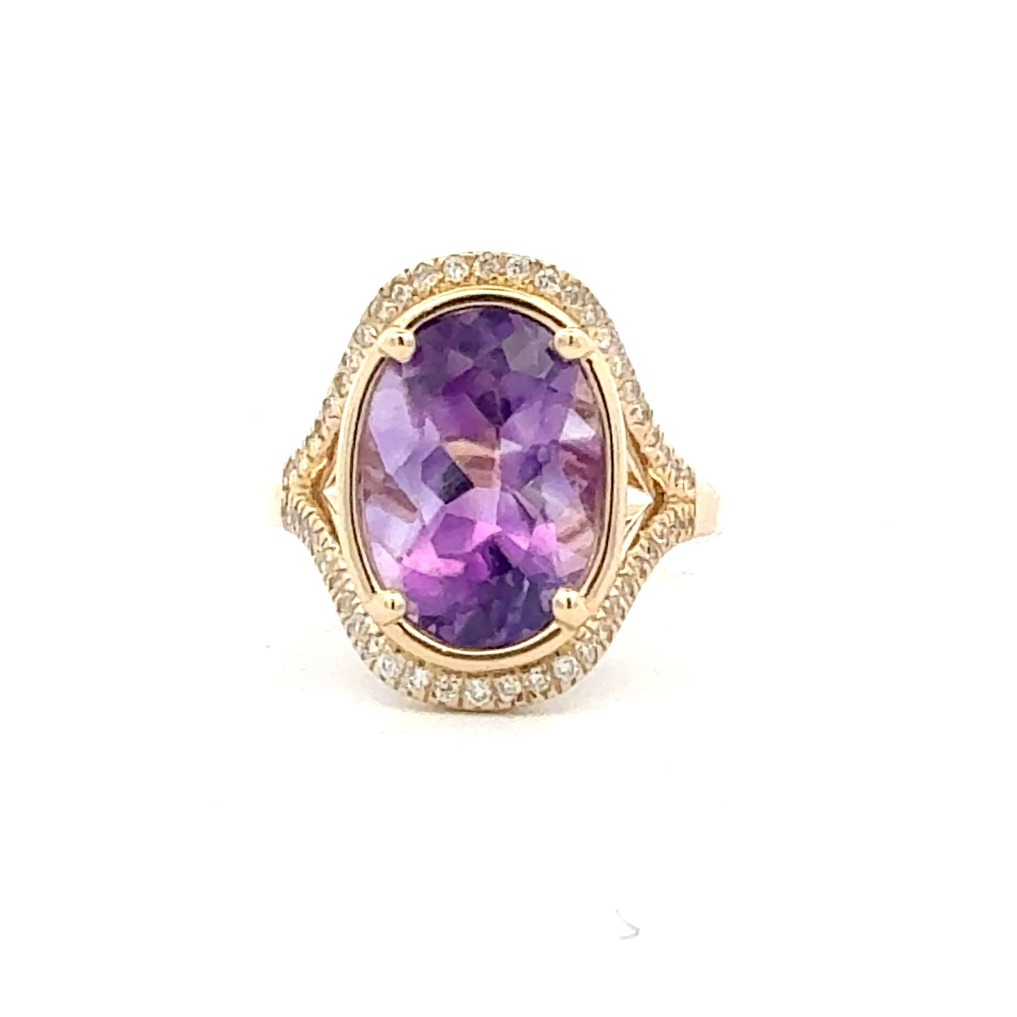 Natural Amethyst Diamond Ring Size 7 14k Gold 6.17 TCW Certified $4,950 601180