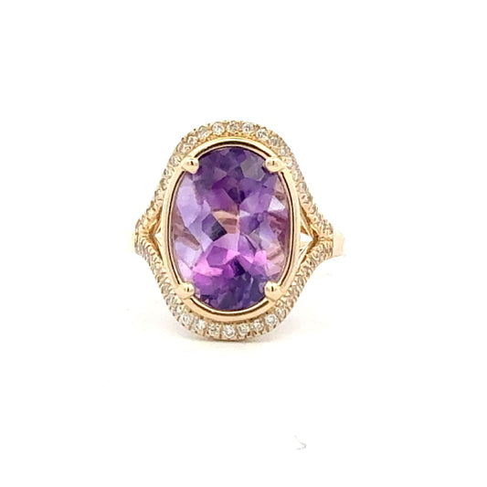 Natural Amethyst Diamond Ring Size 7 14k Gold 6.17 TCW Certified $4,950 601180