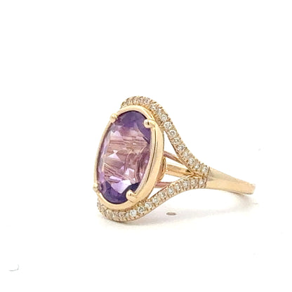 Natural Amethyst Diamond Ring Size 7 14k Gold 6.17 TCW Certified $4,950 601180