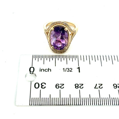 Natural Amethyst Diamond Ring Size 7 14k Gold 6.17 TCW Certified $4,950 601180