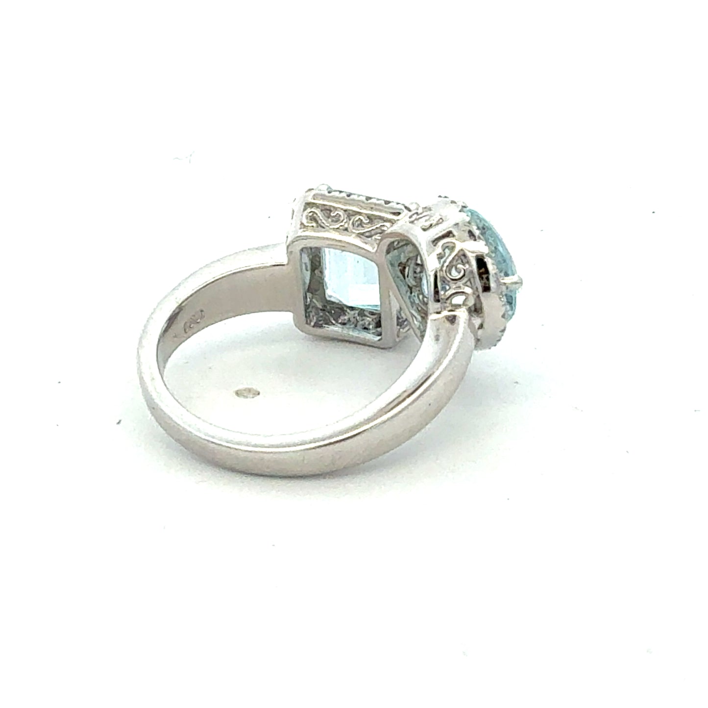 Natural Aquamarine Diamond Ring Size 6.5 14k White Gold 4.51 TCW Certified $6,950 601181