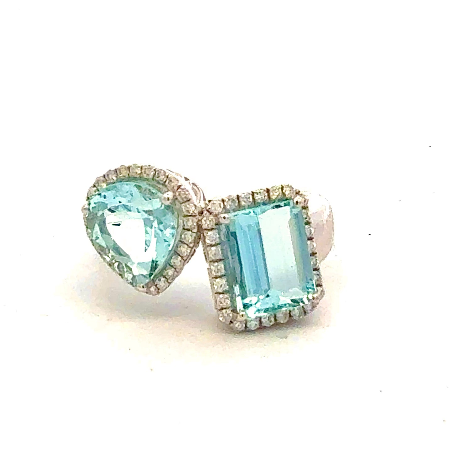 Natural Aquamarine Diamond Ring Size 6.5 14k White Gold 4.51 TCW Certified $6,950 601181