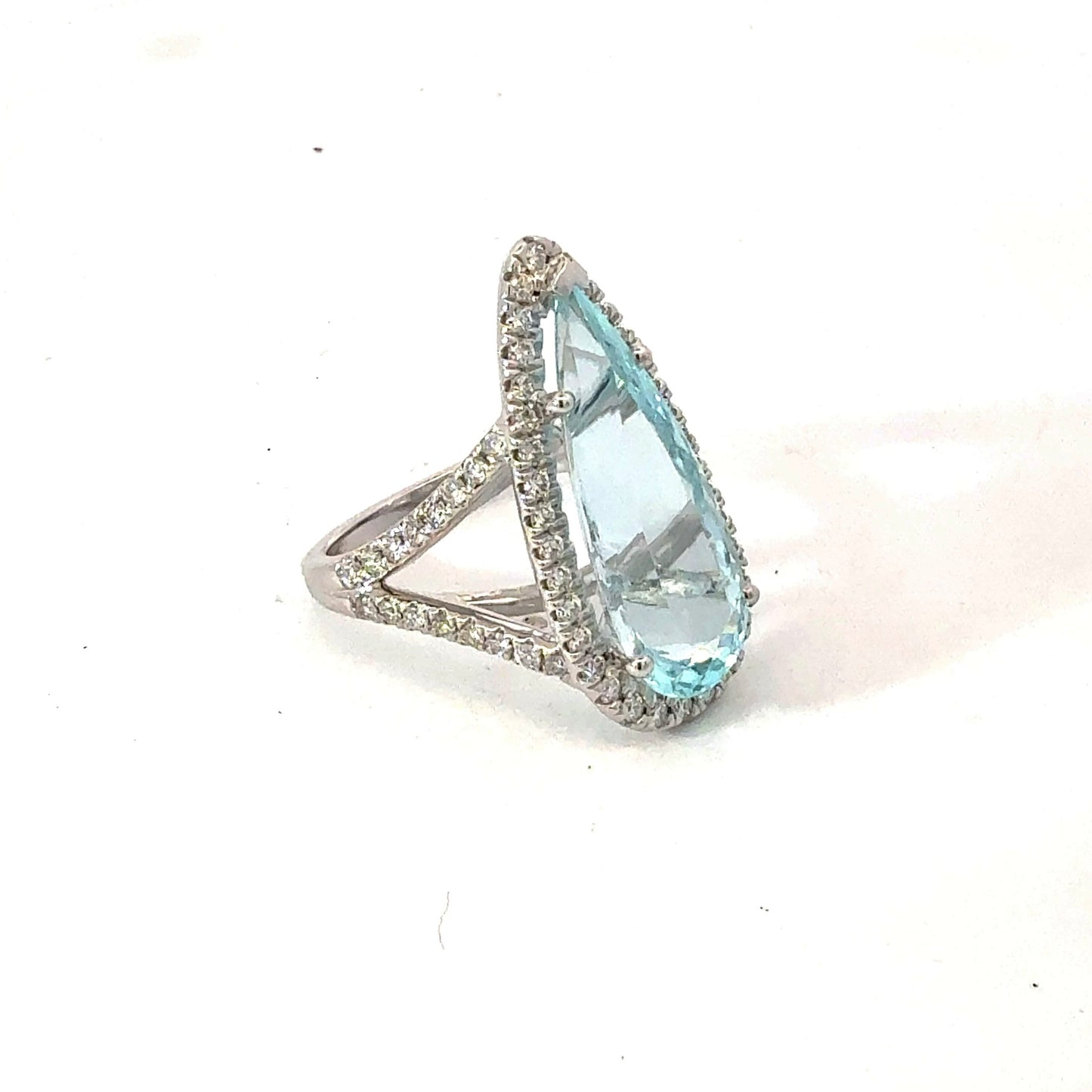 Natural Aquamarine Diamond Ring Size 7 14k White Gold 8.10 TCW Certified $7,950 601186