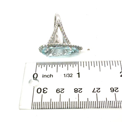 Natural Aquamarine Diamond Ring Size 7 14k White Gold 8.10 TCW Certified $7,950 601186