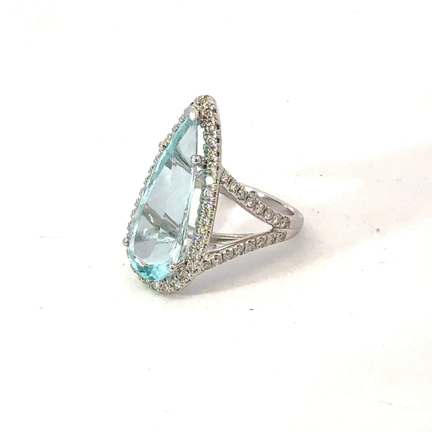 Natural Aquamarine Diamond Ring Size 7 14k White Gold 8.10 TCW Certified $7,950 601186