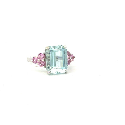 Natural Aquamarine Sapphire Ring Size 6.5 14k White Gold 5.14 TCW Certified $4,950 601188