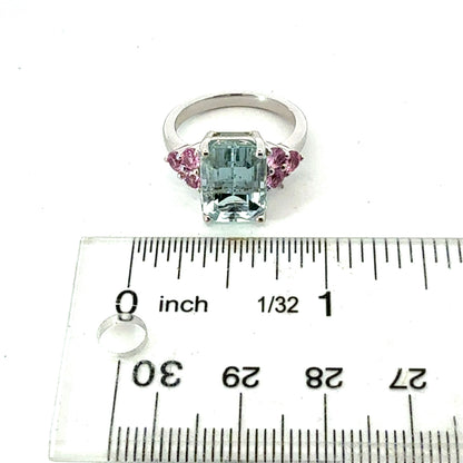Natural Aquamarine Sapphire Ring Size 6.5 14k White Gold 5.14 TCW Certified $4,950 601188