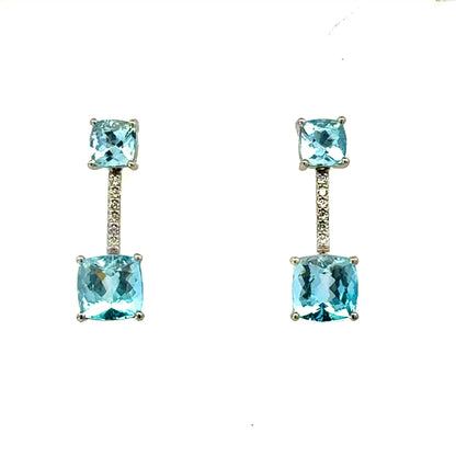 Natural Aquamarine Diamond Earrings 14k Gold 5.81 TCW Certified $4,950 601190