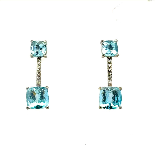 Natural Aquamarine Diamond Earrings 14k Gold 5.81 TCW Certified $4,950 601190