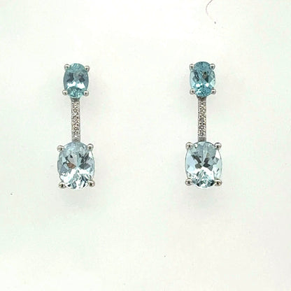 Natural Aquamarine Diamond Earrings 14k Gold 4.95 TCW Certified $4,950 601192