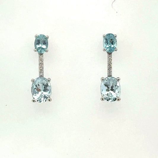 Natural Aquamarine Diamond Earrings 14k Gold 4.95 TCW Certified $4,950 601192