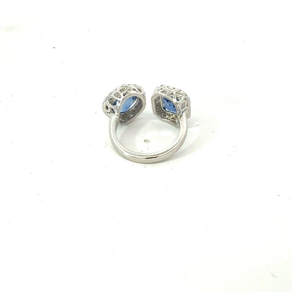 Natural Sapphire Diamond Ring Size 6 14k White Gold 5.89 TCW Certified $8,950 601193