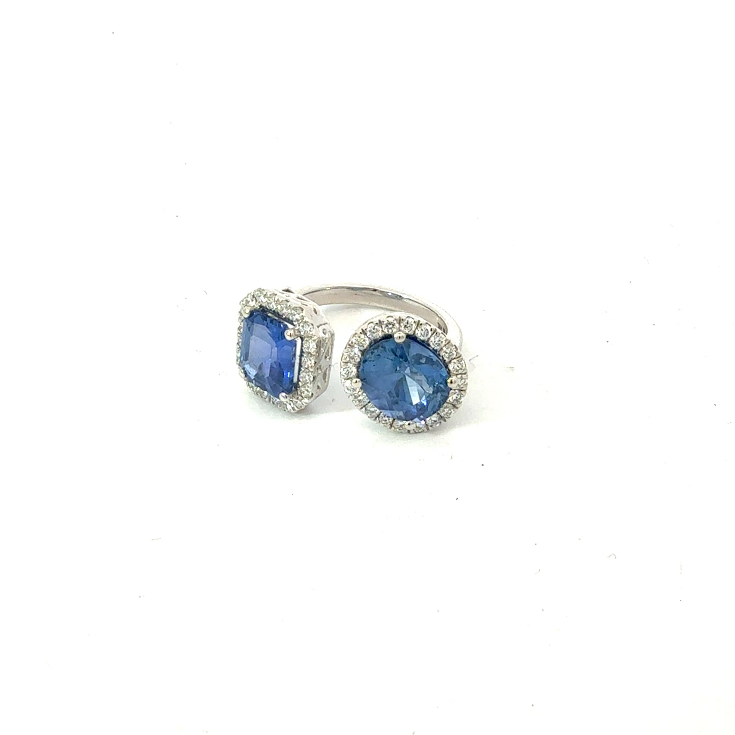 Natural Sapphire Diamond Ring Size 6 14k White Gold 5.89 TCW Certified $8,950 601193
