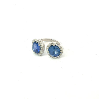 Natural Sapphire Diamond Ring Size 6 14k White Gold 5.89 TCW Certified $8,950 601193