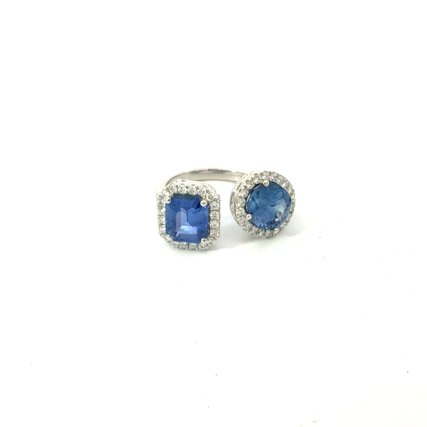 Natural Sapphire Diamond Ring Size 6 14k White Gold 5.89 TCW Certified $8,950 601193