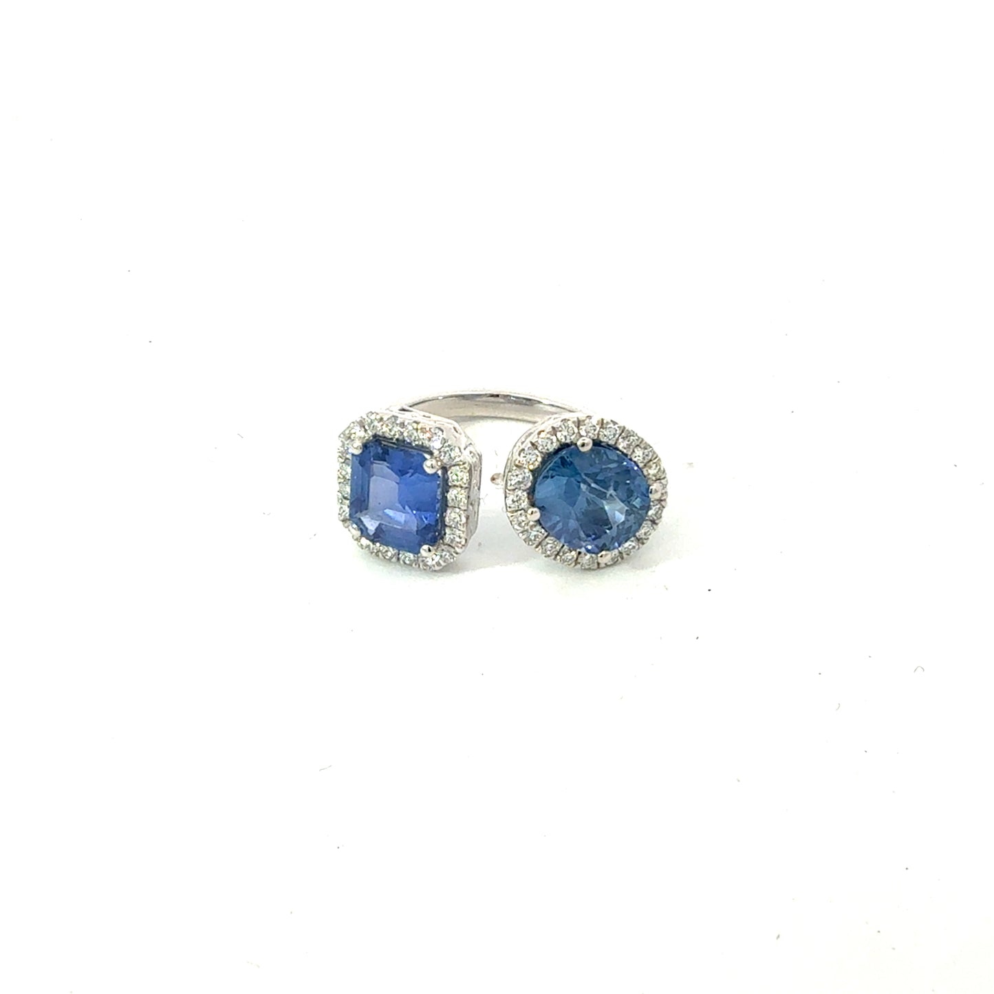 Natural Sapphire Diamond Ring Size 6 14k White Gold 5.89 TCW Certified $8,950 601193