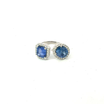 Natural Sapphire Diamond Ring Size 6 14k White Gold 5.89 TCW Certified $8,950 601193