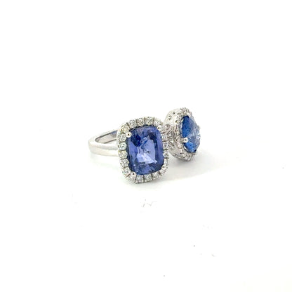 Natural Sapphire Diamond Ring Size 6.25 14k White Gold 6.63 TCW Certified $8,950 601194