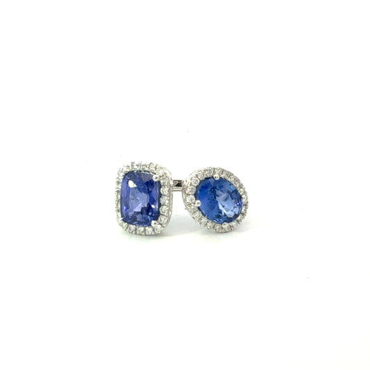 Natural Sapphire Diamond Ring Size 6.25 14k White Gold 6.63 TCW Certified $8,950 601194