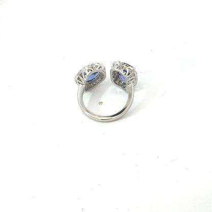 Natural Sapphire Diamond Ring Size 6.25 14k White Gold 6.63 TCW Certified $8,950 601194