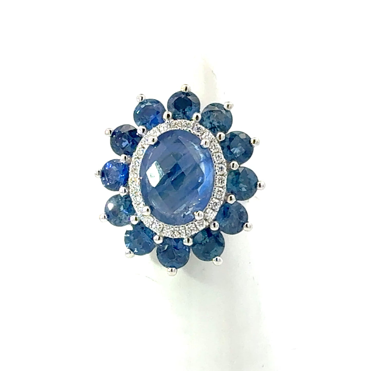 Natural Sapphire Diamond Ring Size 7 14k Gold 10.36 TCW Certified $11,950 601196