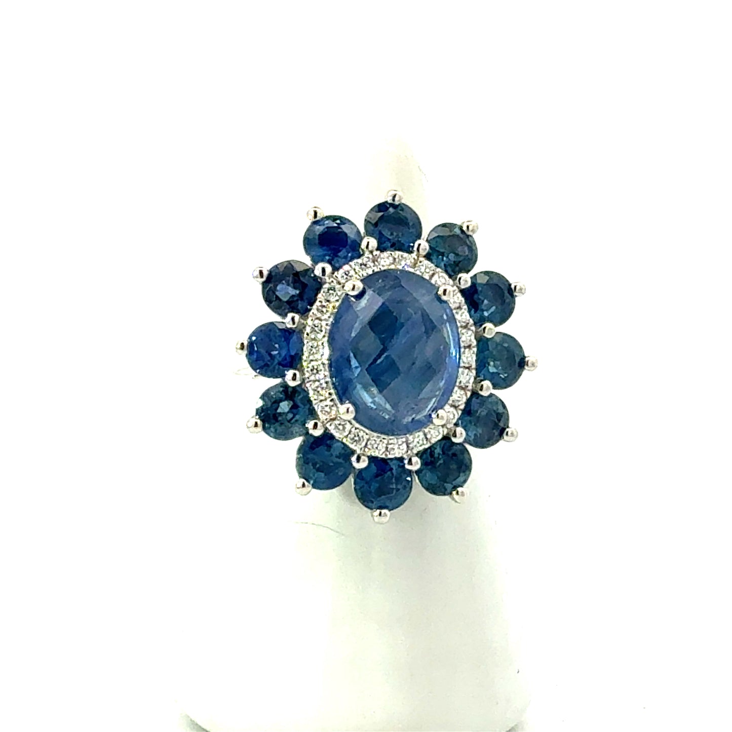 Natural Sapphire Diamond Ring Size 7 14k Gold 10.36 TCW Certified $11,950 601196
