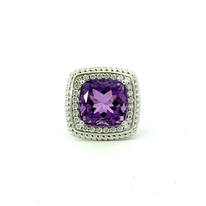 Natural Amethyst Diamond Ring Size 6.5 14k Gold 10.14 TCW Certified $4,950 601205