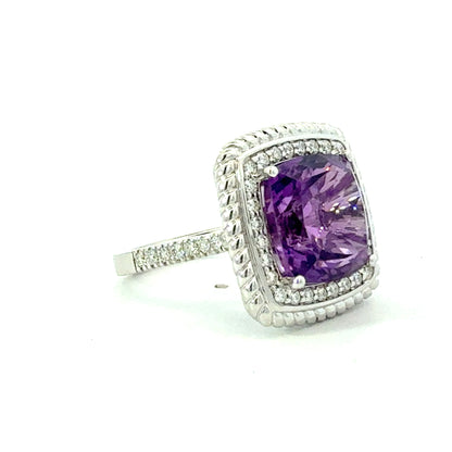 Natural Amethyst Diamond Ring Size 6.5 14k Gold 10.14 TCW Certified $4,950 601205