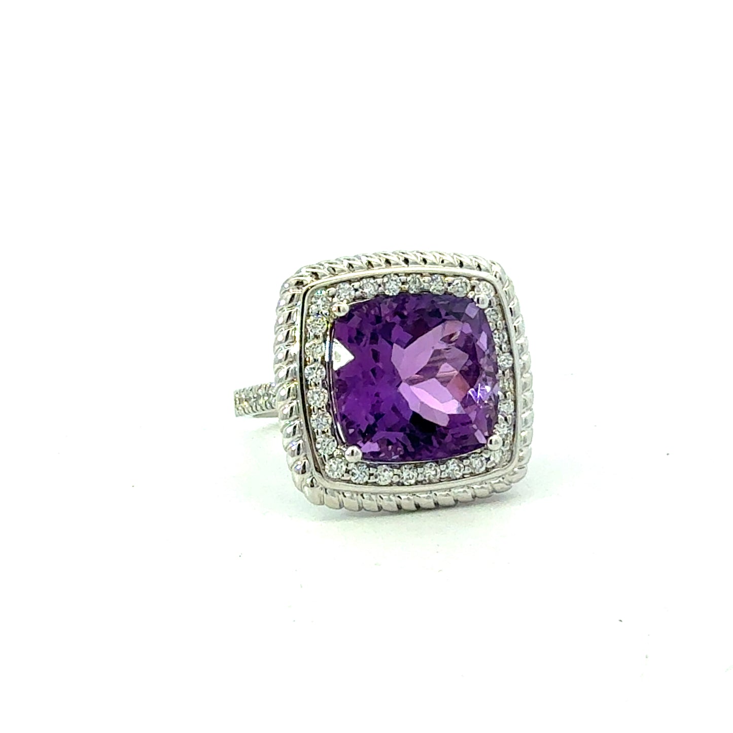 Natural Amethyst Diamond Ring Size 6.5 14k Gold 10.14 TCW Certified $4,950 601205