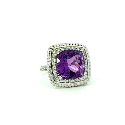 Natural Amethyst Diamond Ring Size 6.5 14k Gold 10.14 TCW Certified $4,950 601205
