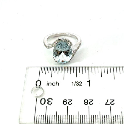 Natural Aquamarine Diamond Ring Size 6.5 14k Gold 4.01 TCW Certified $4,950 601207