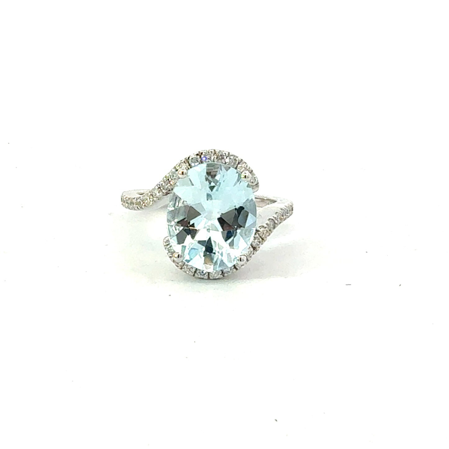 Natural Aquamarine Diamond Ring Size 6.5 14k Gold 4.01 TCW Certified $4,950 601207