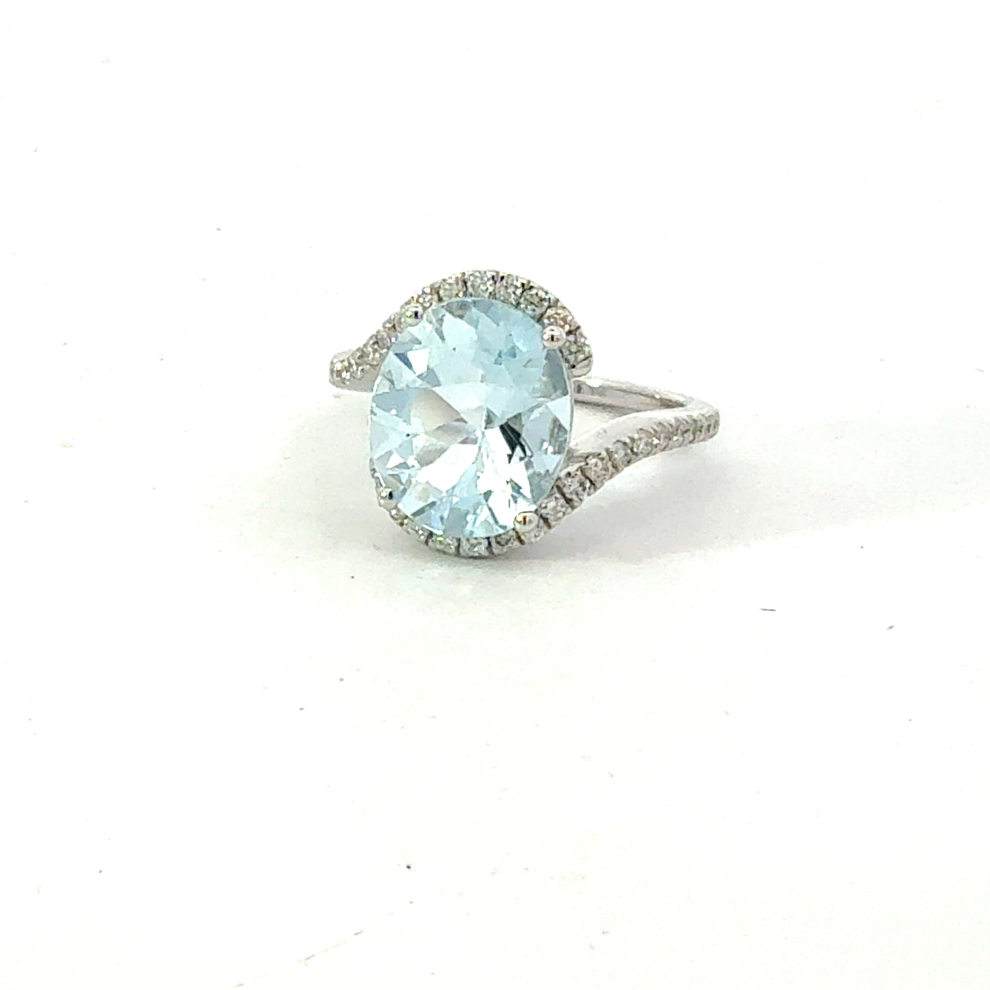 Natural Aquamarine Diamond Ring Size 6.5 14k Gold 4.01 TCW Certified $4,950 601207