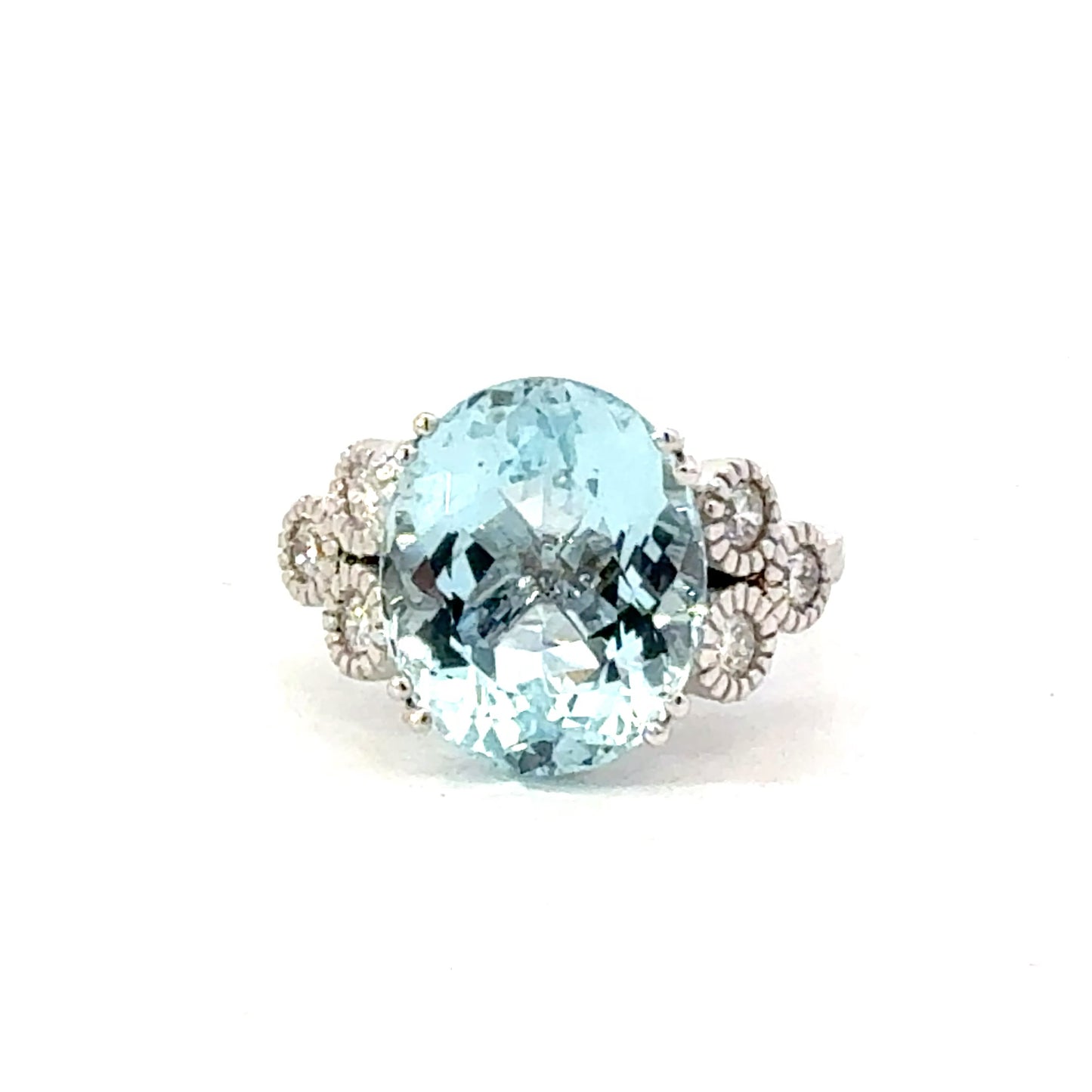 Natural Aquamarine Diamond Ring Size 7 14k Gold 7.42 TCW Certified $4,950 601208